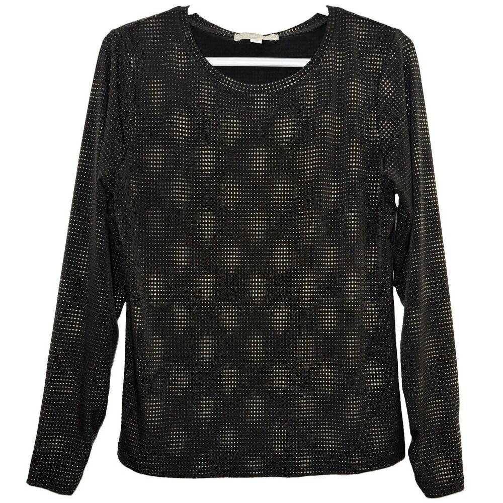 Complements by Erin London Small Black Gold Rubberized Dot Long Sleeve Top